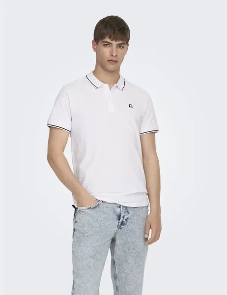 Only & Sons Pure Cotton Tipped Polo Shirt Navy