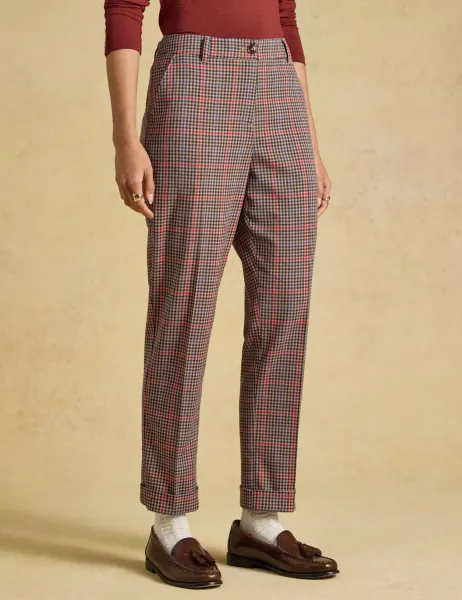 Joules Houndstooth Pleat Front Tapered Trousers