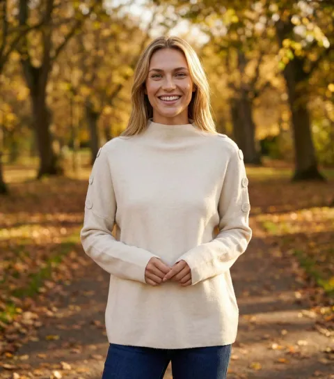 Women's Stone Button Detail Jumper