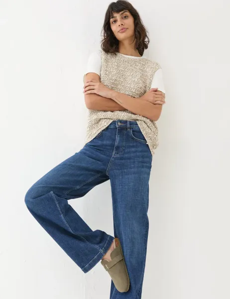 FatFace Mid Rise Wide Leg Jeans Blue