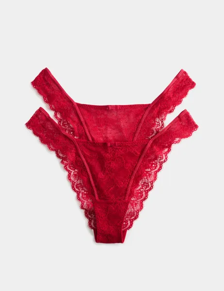 Marks & Spencer 2 Pack Ida Lace Miami Knickers Red