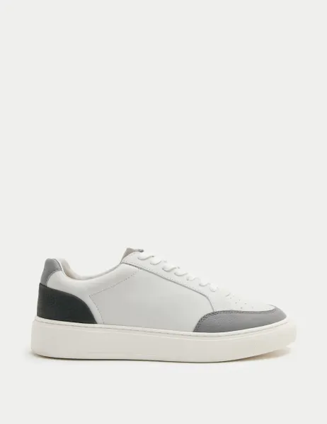 Autograph Leather Lace Up Trainers Light Grey Mix