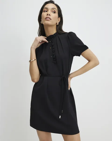 River Island Frill Trim Short Sleeve Mini Dress