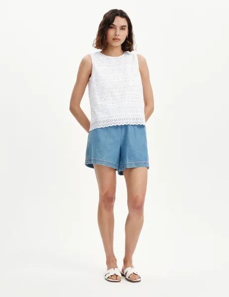 Finery London Pure Cotton Broderie Top White
