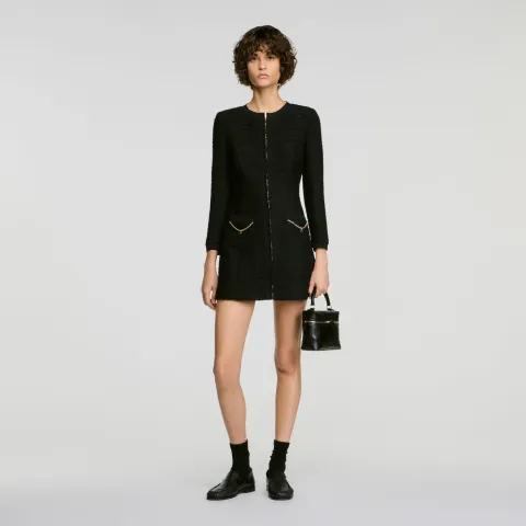 SANDRO Short dress with metal chain
