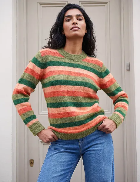 Roman Striped Jumper With Wool Orange Mix