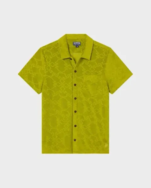 Vilebrequin Men Terry Bowling Shirt Turtles Net Jacquard