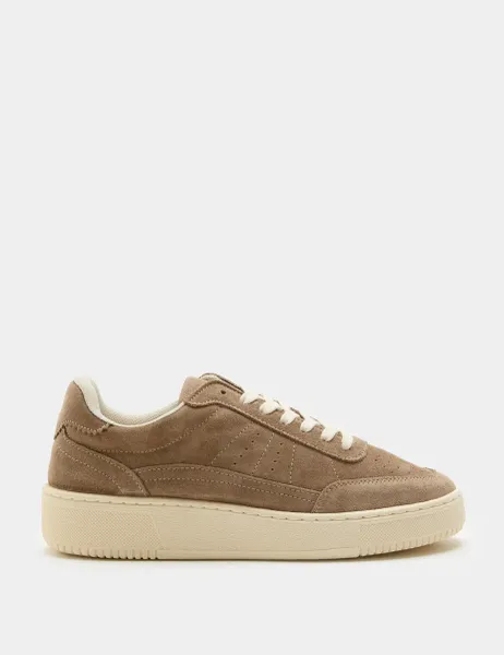 Marks & Spencer Suede Flatfom Trainers Taupe