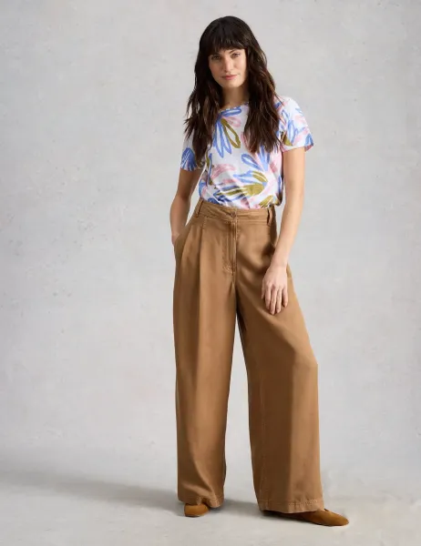 White Stuff Pure Cotton Floral T-Shirt White Mix