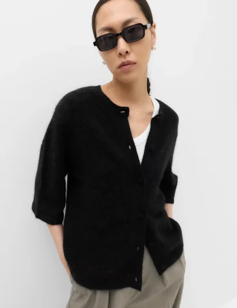 Marks & Spencer Wool Alpaca Blend Relaxed Fit Cardigan Black