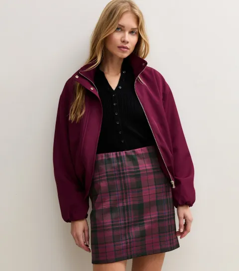 New Look Women's Red Checked Jacquard Tube Mini Skirt