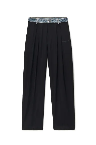 DENIM WAISTBAND MID-RISE PANT