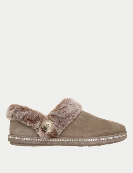 Skechers Cozy Campfire French Toast 2 Suede Mule Slippers Taupe