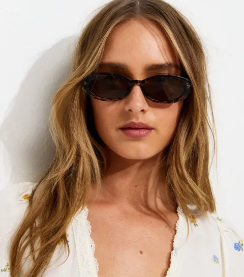 Brown Cow Print Oval Sunglasses