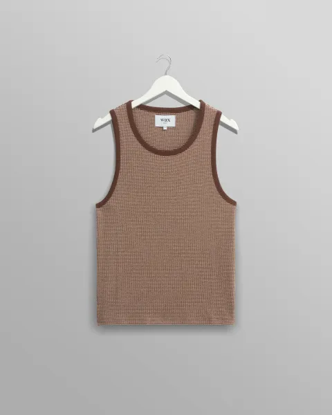 Montague - Brown and Ecru Striped Ribbed Organic Cotton Vest