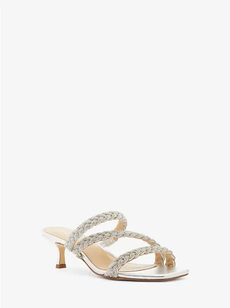 Celia Embellished Metallic Kitten Sandal