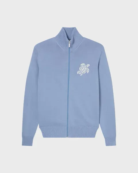 Vilebrequin Men Cotton And Cashmere Full Zip Sweater Turtle
