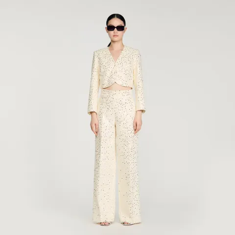 Sequin straight-leg cotton trousers