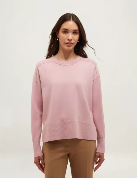 Hobbs Crew Neck Split Hem Jumper Pink