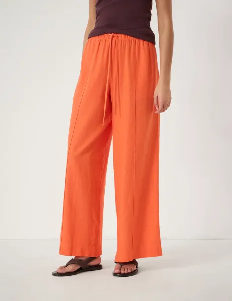 HUSH Linen Blend Wide Leg Trousers Orange