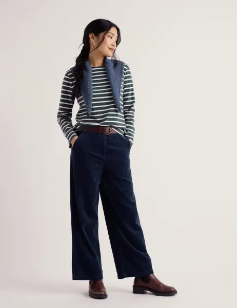 Seasalt Cornwall Pure Cotton Striped Crew Neck T-Shirt Green Mix