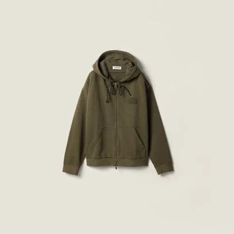 Garment-dyed hoodie jacket