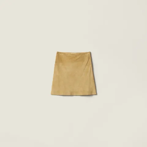 Waxed suede leather skirt