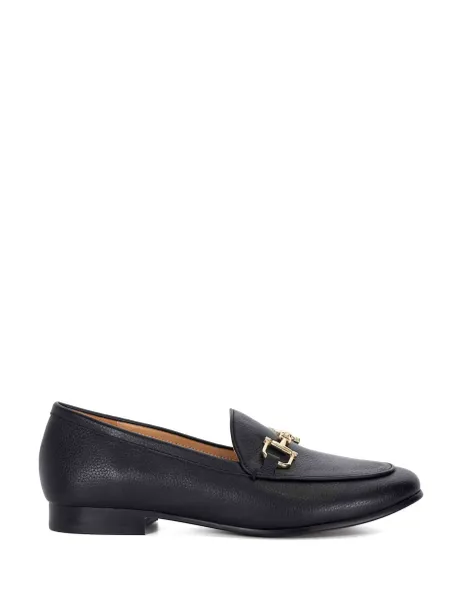 Dune London Wide Fit Leather Slip On Loafers Black