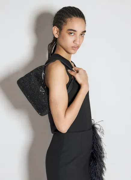 Crystal-Embellished Satin Mini Bag