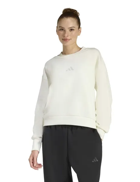 Adidas ALL SZN Cotton Rich Fleece Relaxed Sweatshirt White