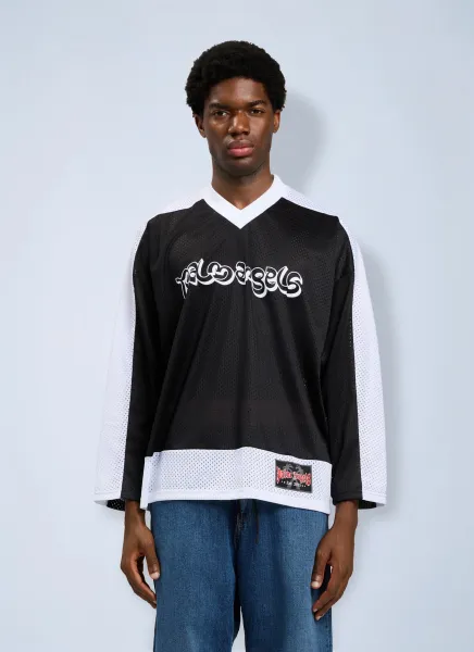 Thai Logo Mesh Loose Long-Sleeved T-Shirt