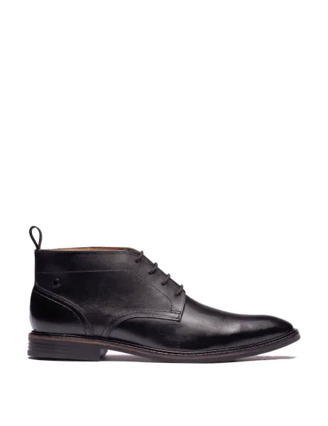 Base London Leather Chukka Boots Black