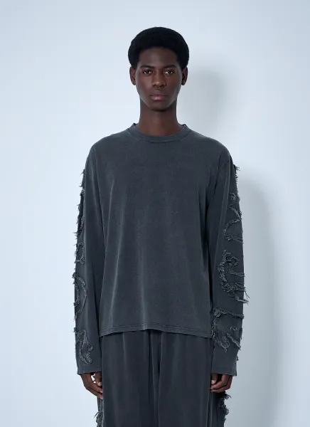 Distressed Logo Motif T-Shirt