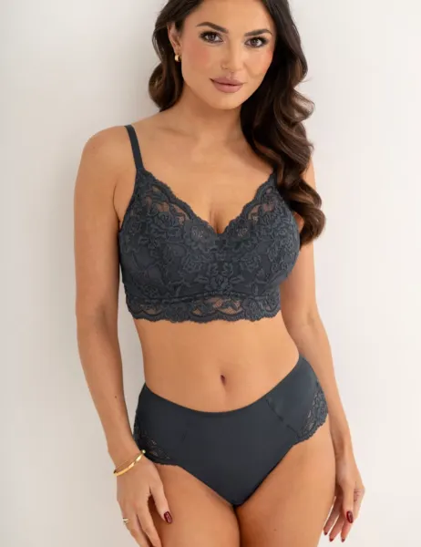 Pour Moi Love To Lounge Cotton Blend High Waisted Briefs Grey