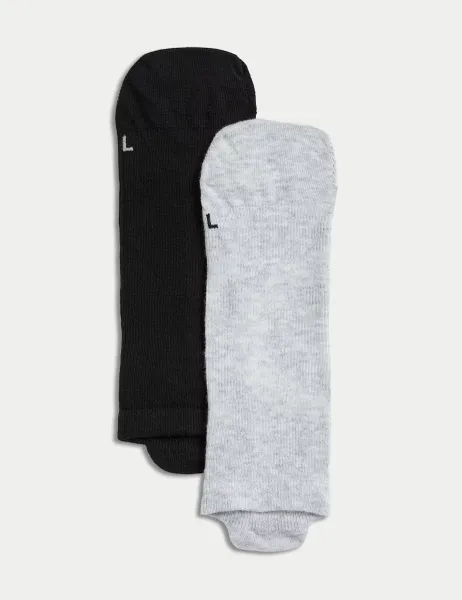 Goodmove 2 Pack Cotton Blend Pilates Socks Grey Mix
