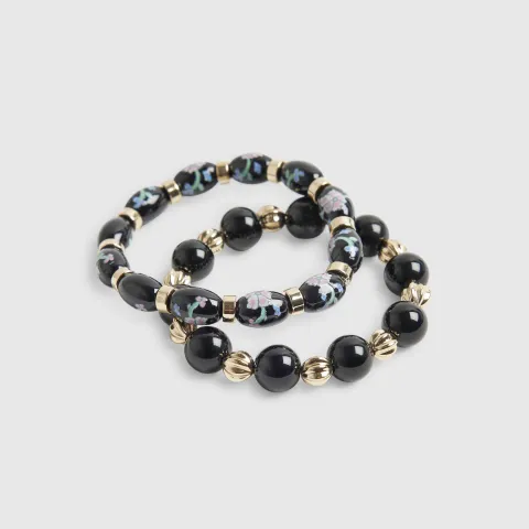 River Island Floral Painted Bead Bracelets 2 Pack