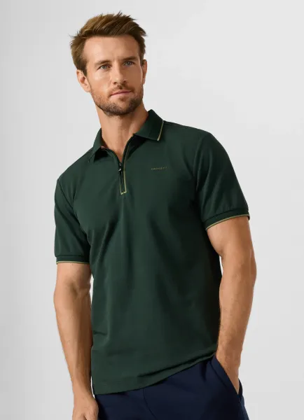 Classic Fit Short Sleeve Tipped Zip Polo