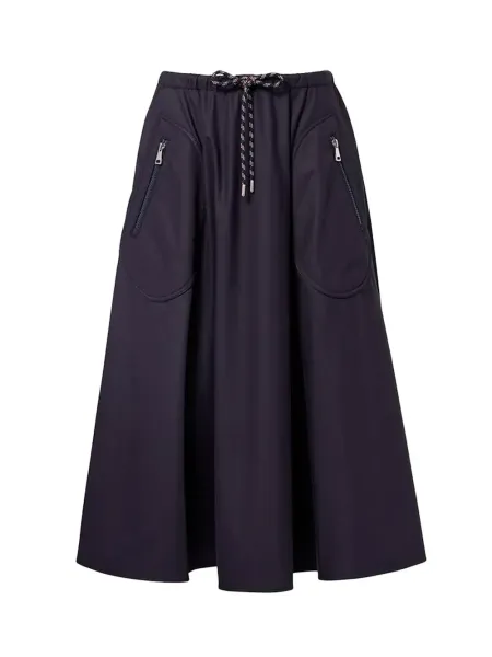 Women Cotton-Blend Jersey Midi Skirt Navy