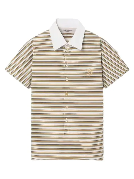 Striped Polo Shirt Beige White