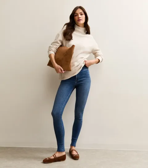 Women's Tall Blue Raw Hem Hallie Disco Super Skinny Jeans
