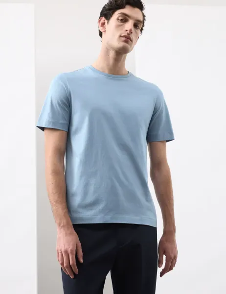 Autograph Pure Supima Cotton Performance Crew Neck T-shirt Light Blue