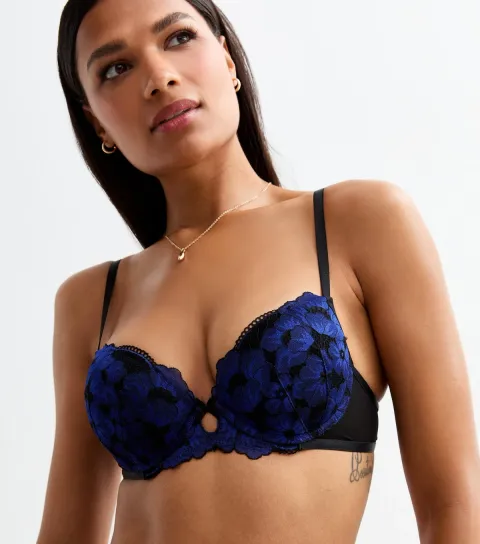 New Look Women's Indigo Floral Lace T-Shirt Bra