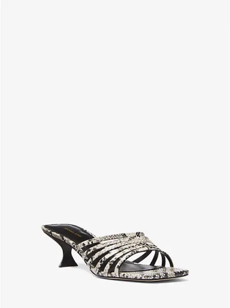 Haisley Snake Embossed Leather Kitten Sandal