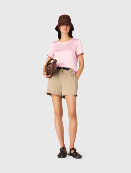 Short-sleeved silk top