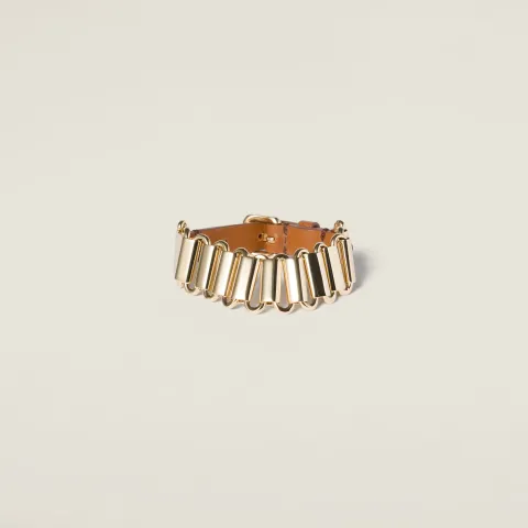 Metal and leather bracelet