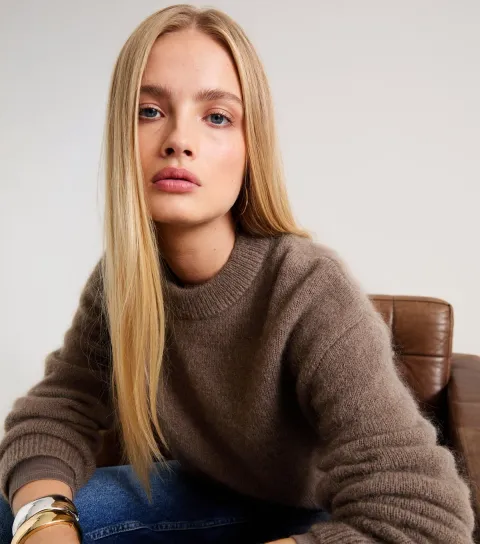 Women's Premium Dark Mink With Wool and Mohair Knitted Jumper