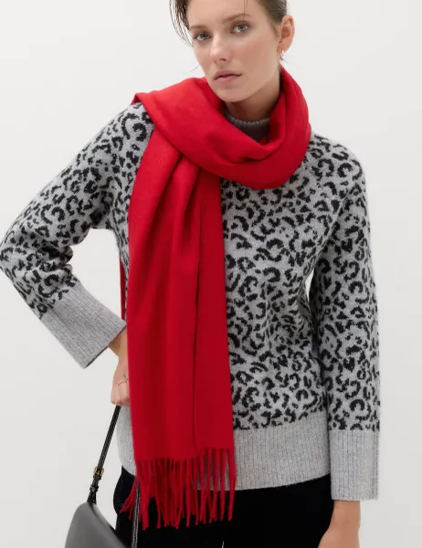 Marks & Spencer Animal Print Funnel Neck Relaxed Fit Jumper with Wool Mid Grey