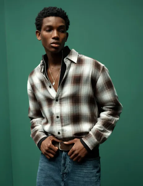 Only & Sons Regular Fit Pure Cotton Checked Shirt Brown Mix