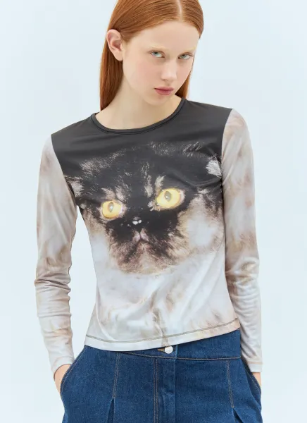 Cat Print Jersey Top