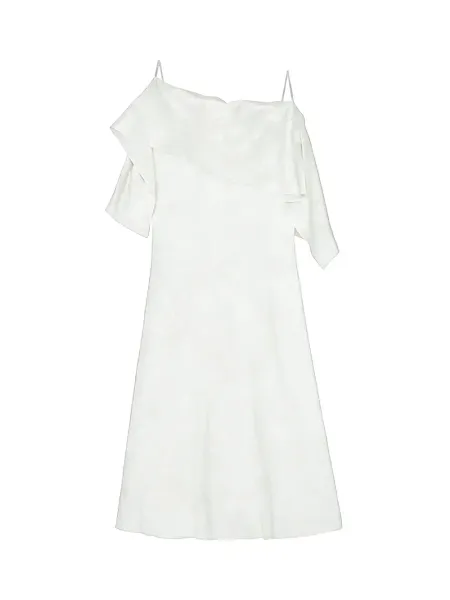 Folded Jacquard Slip Dress White